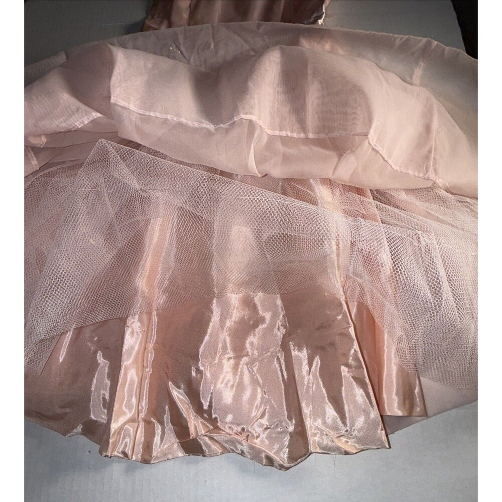 Vintage 50s Cupcake Dress Size XXS Pink Tulle Fit & Flare Prom Formal Junior 7 - Picture 12 of 16